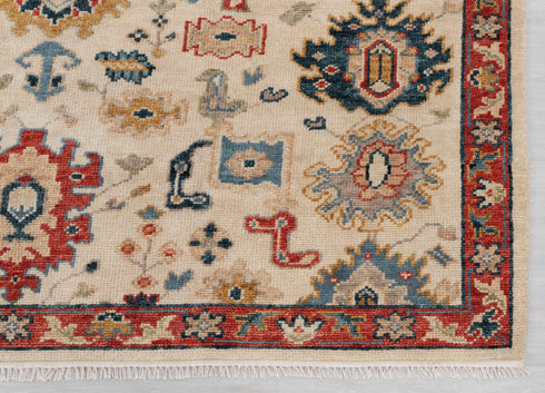 8x10 Beige Red Soft Shiny look Persian Style  Designer Oushak Turkish Design Hand Knotted Hand Spun Wool Rug #SE-138
